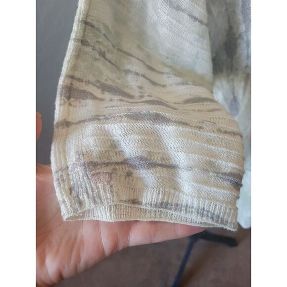 Pure Jill Forest Pattern Linen Blend 3/4 Sleeve Blouse Size M Lagenlook Casual - Picture 5 of 10